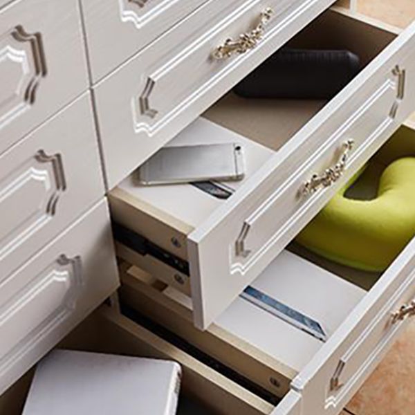 White Wood Storage Chest Dresser Modern Bedroom Storage Chest with Drawers