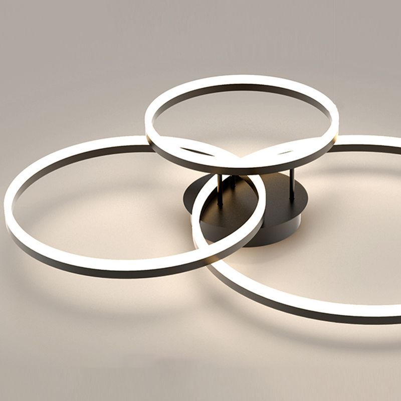 LED Circle 2 / 3 - Light Semi Flush Mount Metal and Acrylic Black Ceiling Semi Flush