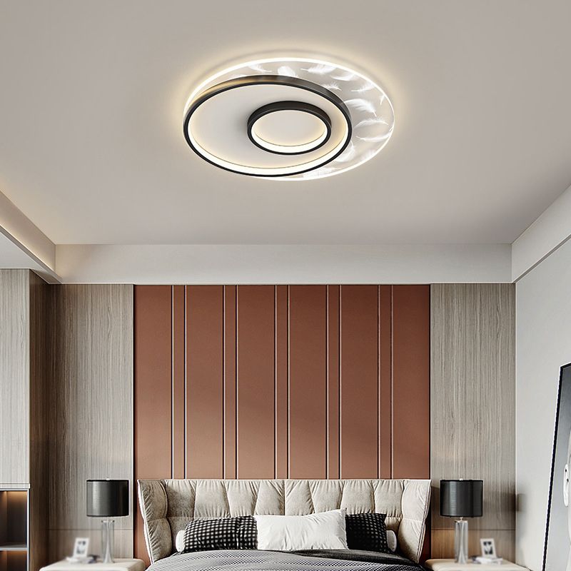 Geometric Shape Metal Flush Light Modern Style Multi Lights Flush Mount Fixture in Black