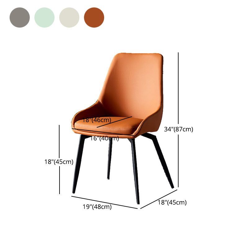 Silla lateral de comedor con respaldo sólido y brazo industrial, silla lateral de comedor de cuero