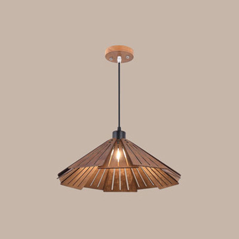 Modern Style Cone Shape Hanging Light Wood 1 Light Hanging Lamp for Bedroom