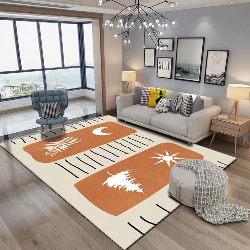 Contemporary Indoor Rug Simple Abstract Pattern Polyester Stain Resistant Area Rug for Living Room
