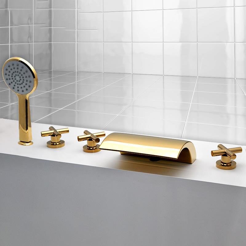 Modern Waterfall Spout Tub Faucet Bathroom Low Arc Bathtub Faucet