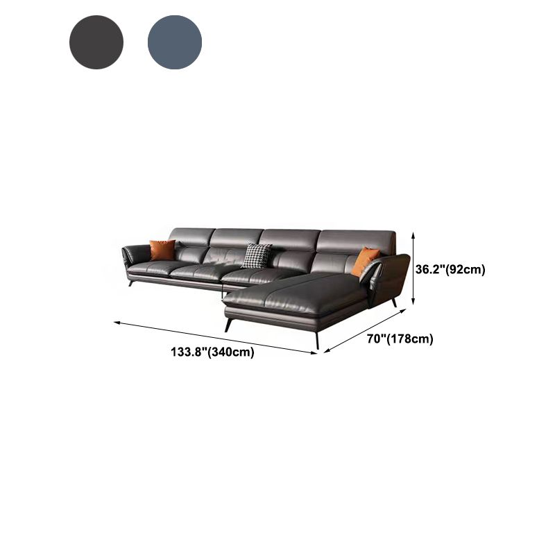 Contemporary Genuine Leather Living Room Pillow Top Arm Seating