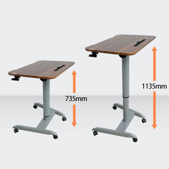 Height Adjustable Rectangular Office Desk Wood Writing Desk with Caster Wheels