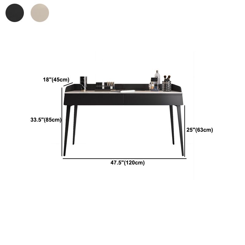 Bedroom Stone Make-up Vanity Desk 31.5"/39.37"/47.24" W, Black/Khaki Finish