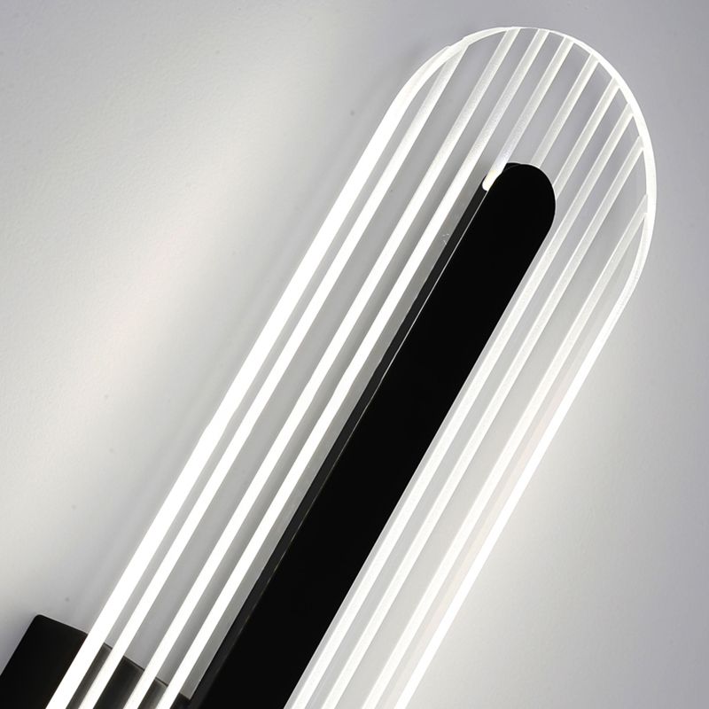 Oval Shade Metal Wall Sconce Modern Style 1 Light Wall Mount Light Fixture in Black