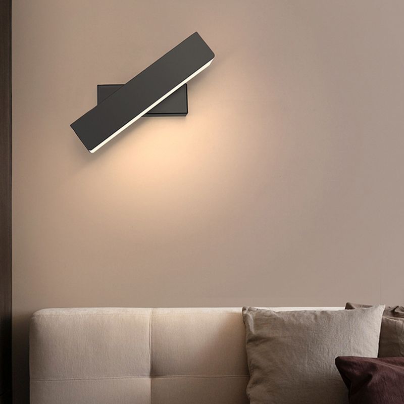 Lampada a parete a LED in ferro laccata in stile moderno rettangolare a parete rotabile per camera da letto