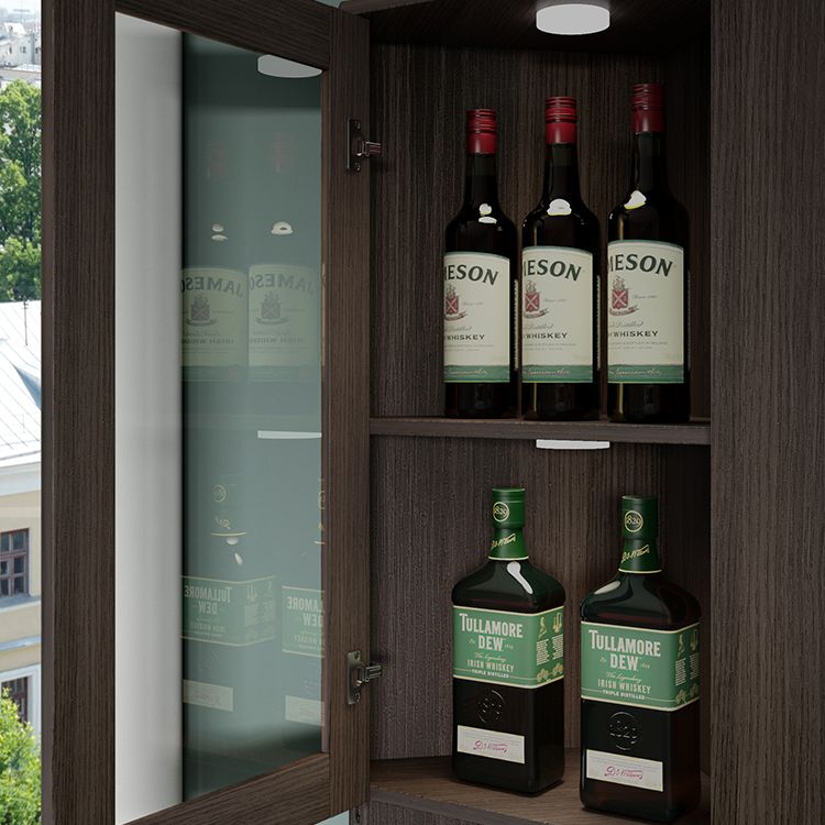 Modern Stone Buffet Sideboard 81"H Glass Doors Dining Room Buffet Server