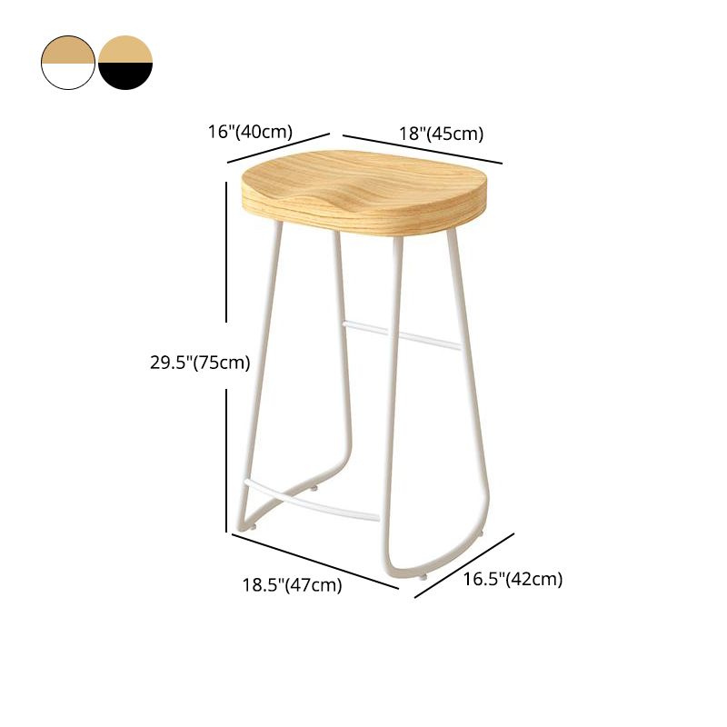 Contemporary Natural Solid Wood Barstool Footrest Restaurant Stool