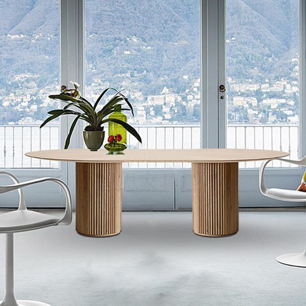 Tono de comedor moderno de pedestal doble oval