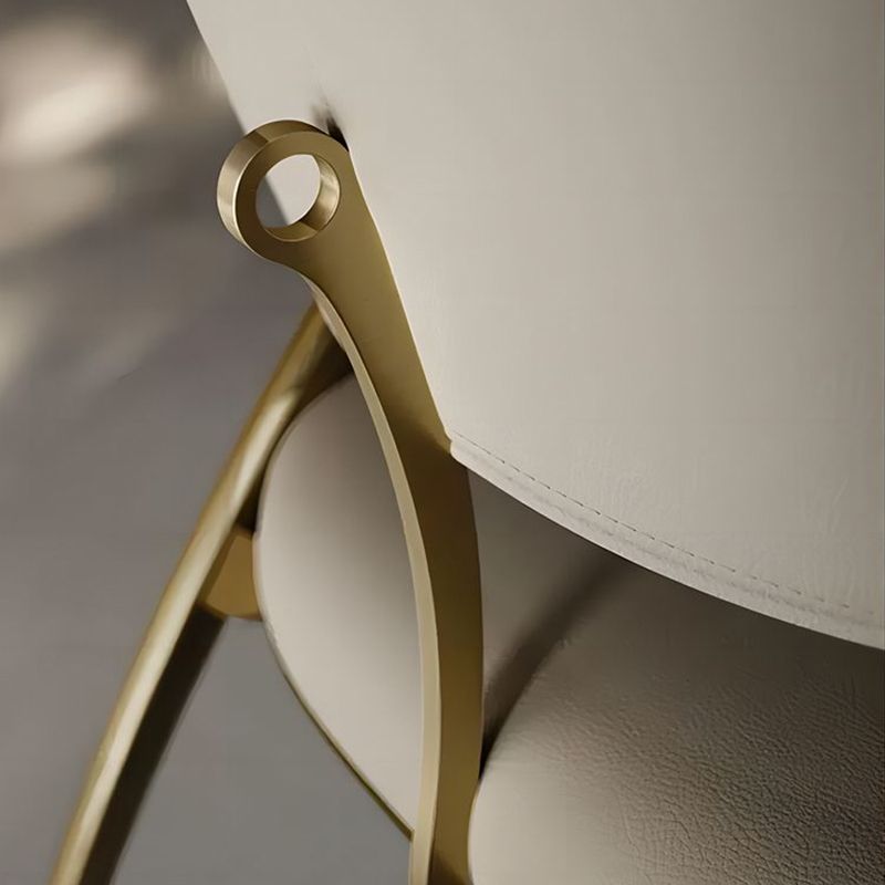 Glam Kitchen Upholstered Side Chair Metal Legs Dining Armless Chair