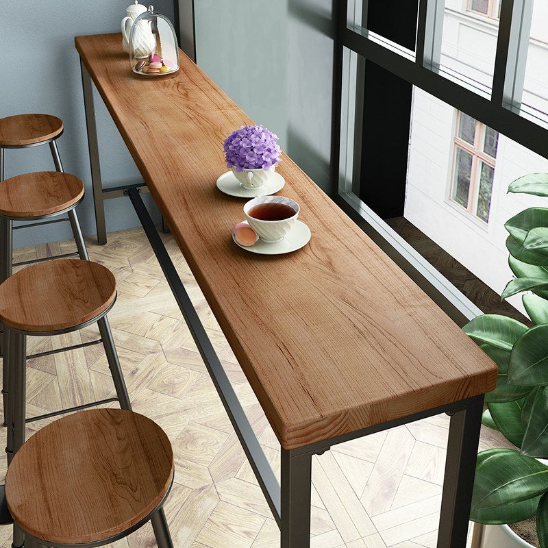 Industrial Rectangle Solid Wood Bar Table Set 1/3/4/5/9 Pieces Counter Table with Stools
