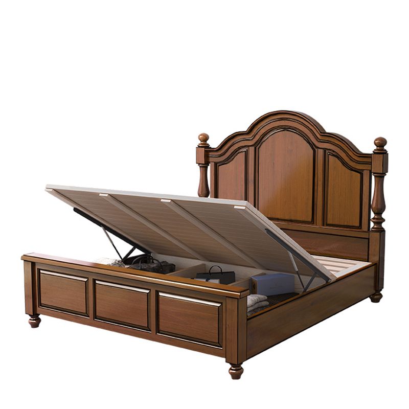 Mid-Century Modern Standard Bed Solid Wood Panel Bed with Headboard