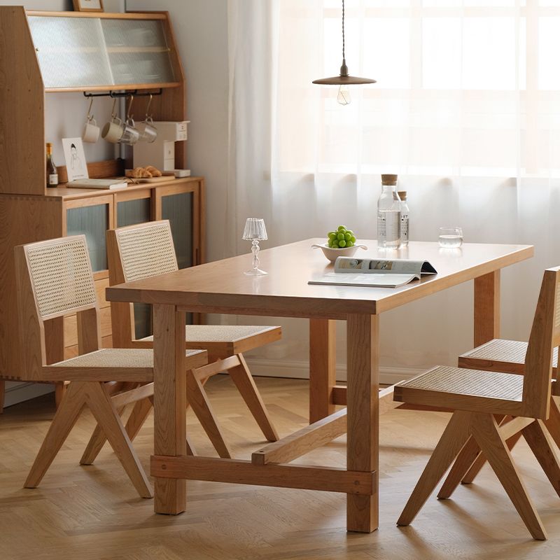 Natural Scandinavian Dining Chairs Rubber Wood Low Back Dining Side Chair