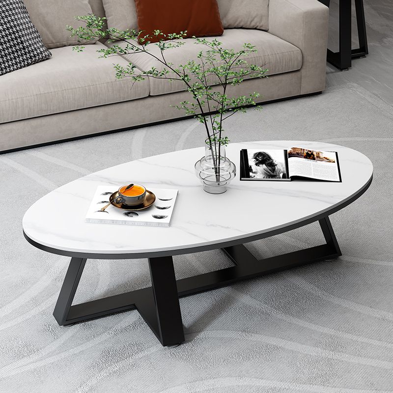 Oval Coffee Table Cocktail Table Slate Coffee Table for Living Room