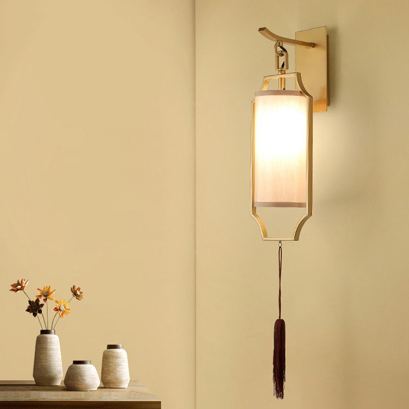 Gold Cylinder Wall Lighting Idea Traditional Metal 1 Light Living Room Sconce Light Fixture