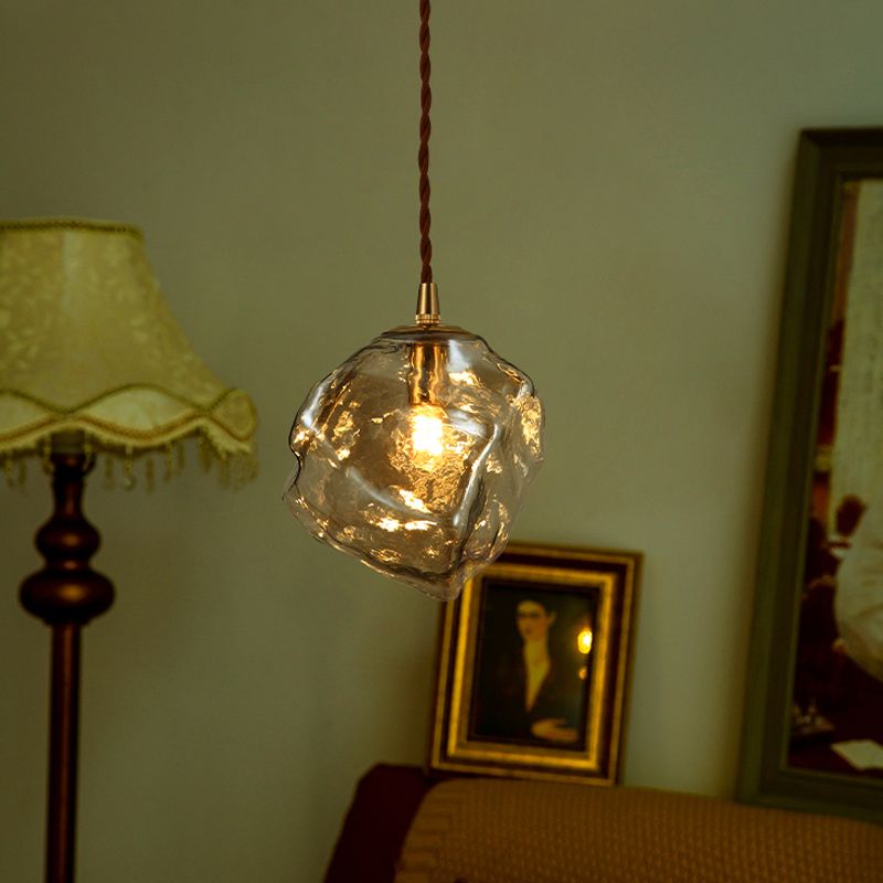 Kit de lumière en verre transparent léger en verre transparent à 1 lumière pour salle à manger