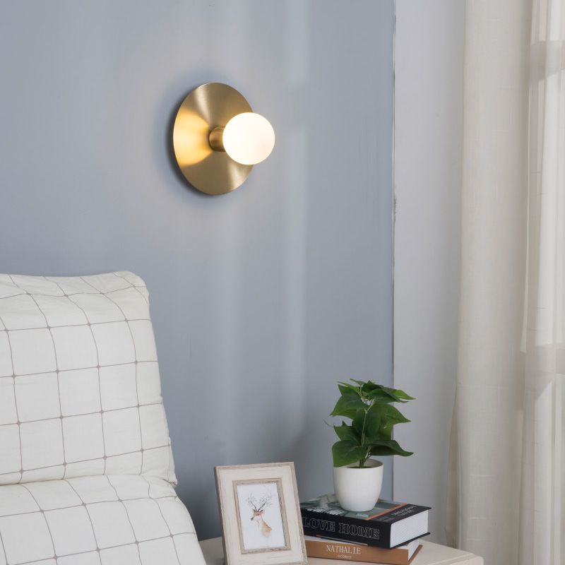 Luz nórdica de montaje de pared posmoderna 1 luz de metal de disco redondo de luz para la cama para la cama