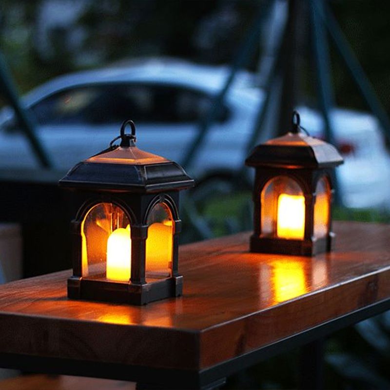 Candle Courtyard LED Pendant Lighting Plastic Art Decor Solar Powered Landscape Light, 2 Pcs