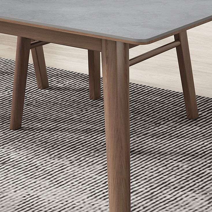Mesa de comedor gris de cocina Mid-Century Mesa de comedor rectangular de piedra sinterizada con 4 patas