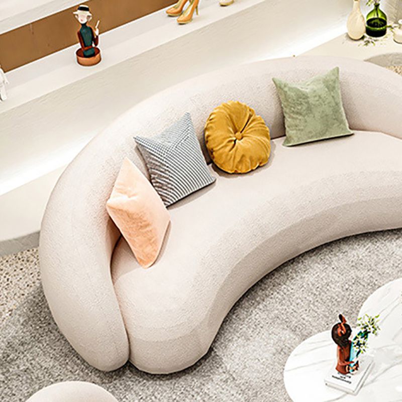 Scandinavian Fabric Cushions Tuxedo Arm Living Room Curved Settee