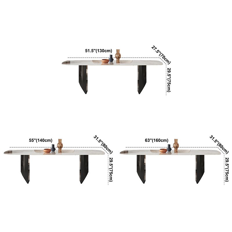 Metalen moderne rechthoekige binnentafel Gesinterde stenen tafel voor eetkamer