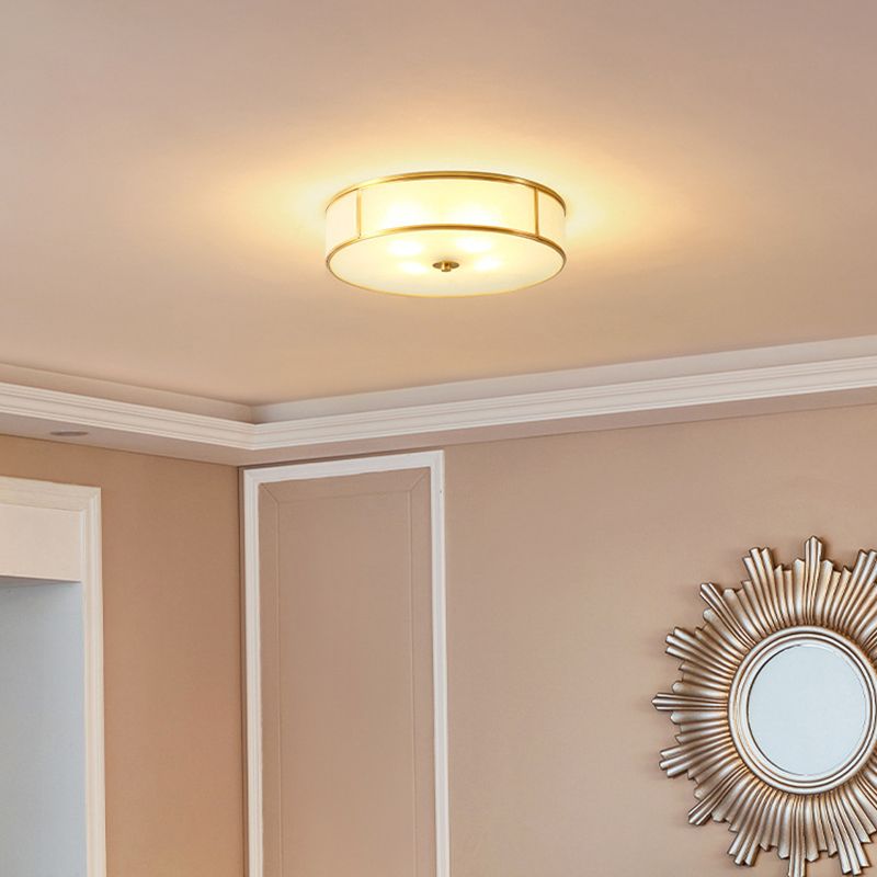Plafoniera coloniale a soffitto in vetro con montaggio a incasso a soffitto a più luci per soggiorno