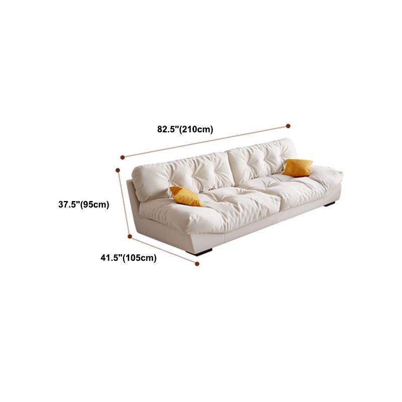 Contemporary Faux Leather/Suede Armless Tufted Sofa Couch in Beige