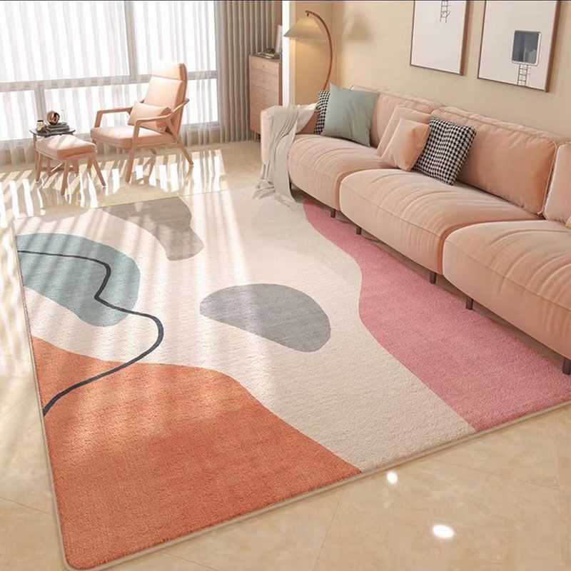White Kids Rug Polyester Striped Rug Stain Resistant Rug for Living Room