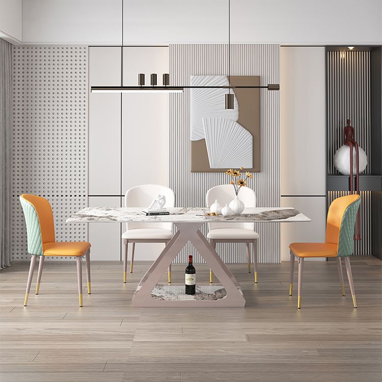 Leather Dining Side Chair Scandinavian Style Armless Solid Back Chairs