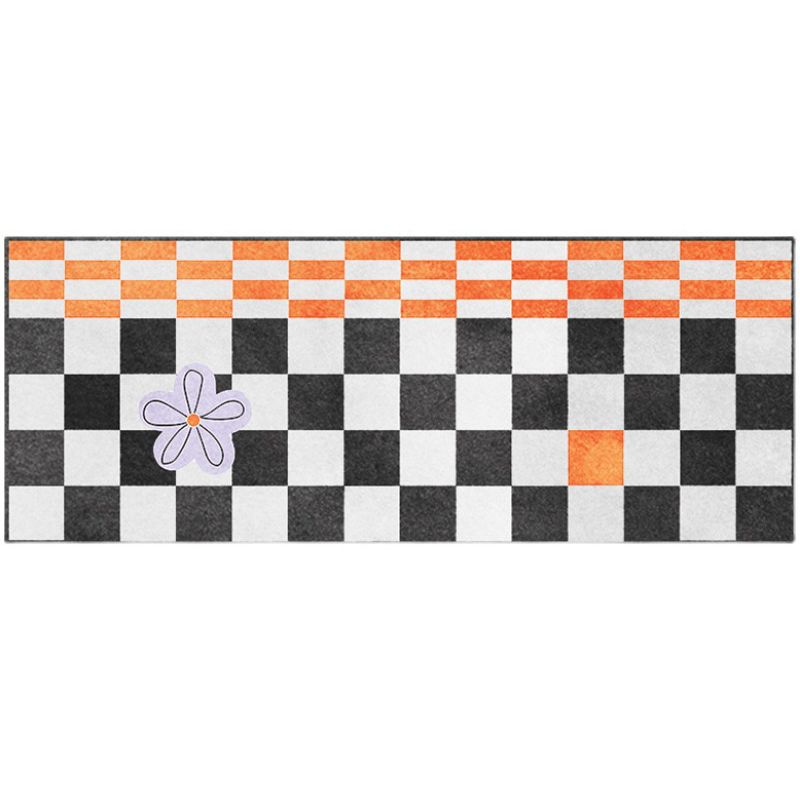 White Modern Rug Polyester Grid Pattern Rug Washable Rug for Home Decor