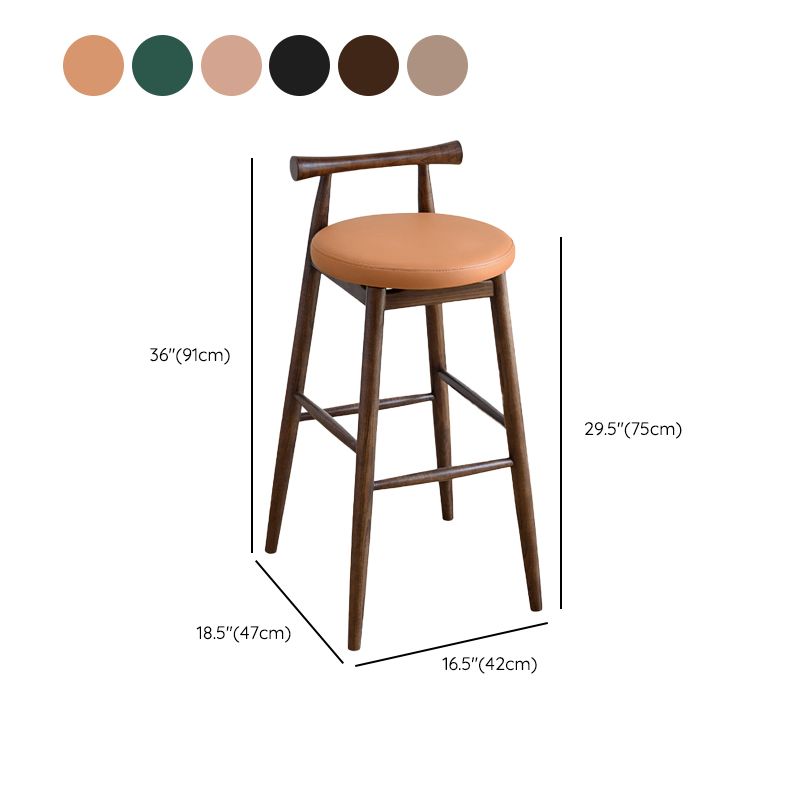Low Back Dining Stool Industrial Armless Bar Stool with Wood Base