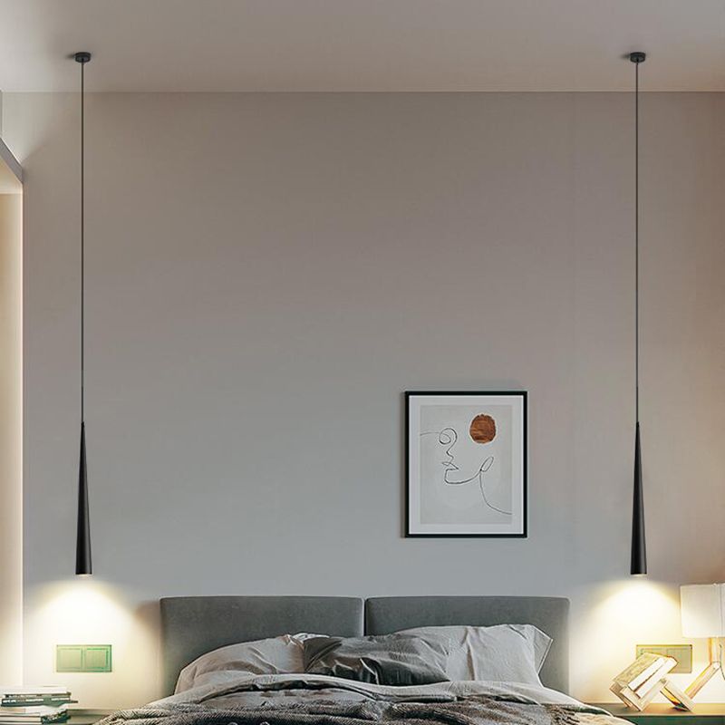 Simplicité Tube LED suspension de lampe suspendue en métal suspension Pendante Lumière en noir