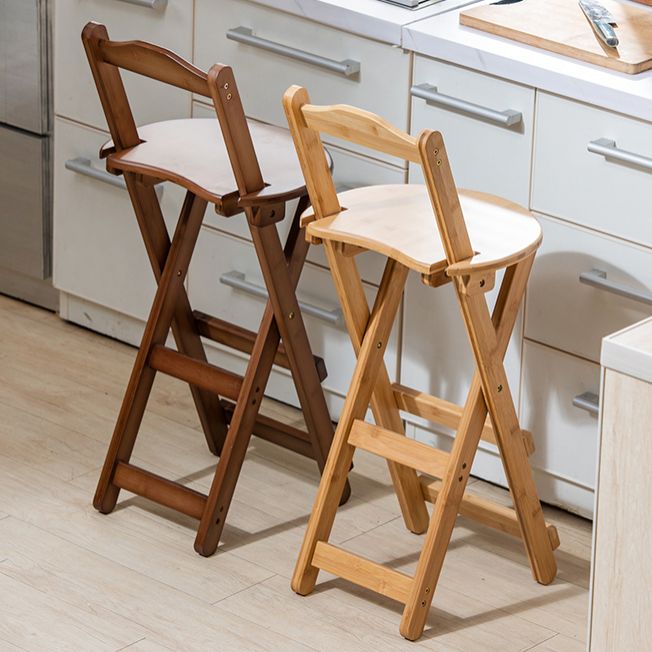 Solid Wood Folding Bar Stool Contemporary Indoor Barstool with Backrest
