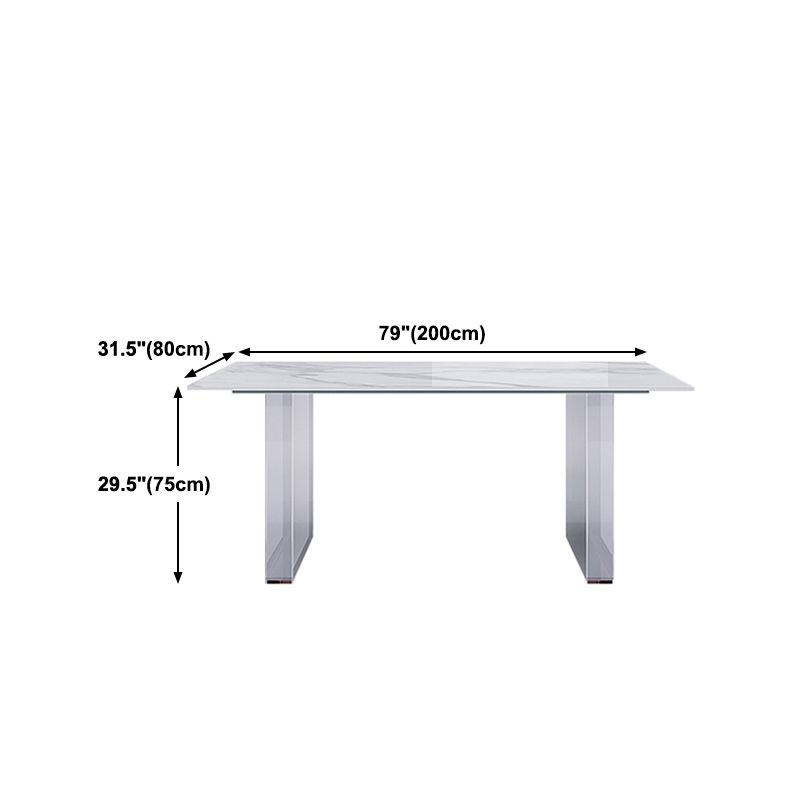 Stone Center Top Dining table Acrylic Double Pedestal Modern White Dinette Table