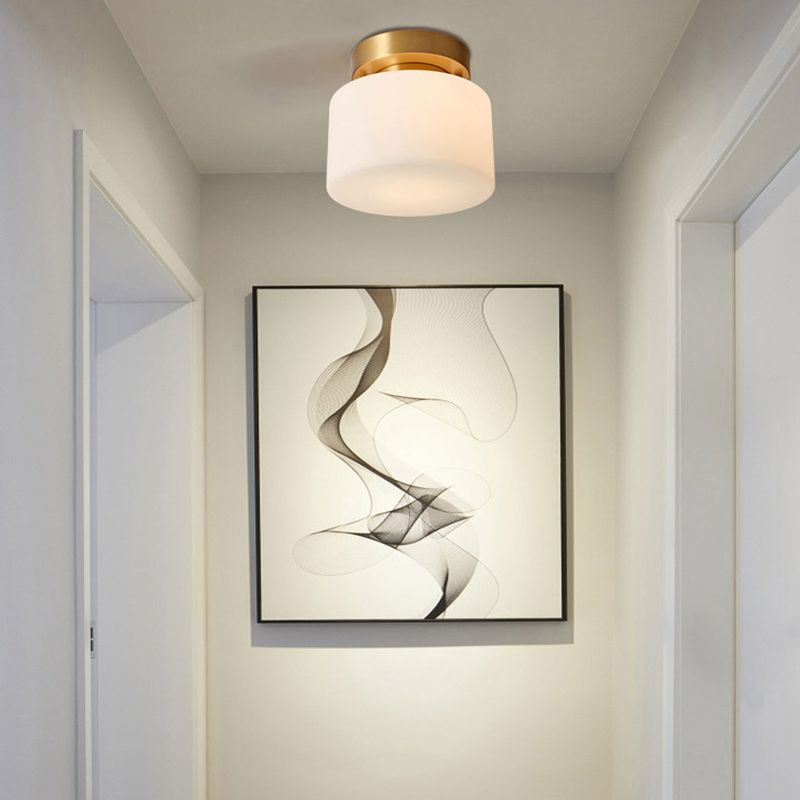 One-Light Antique Ceiling Light Brass Metal Ceiling Mounted Fixture