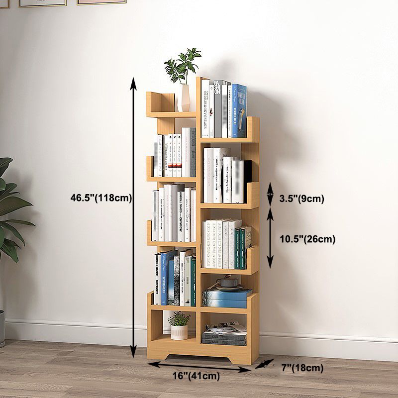 Skandinavisch hergestelltes Holzgeometrie -Bücherregal vertikaler offener Bücherregal