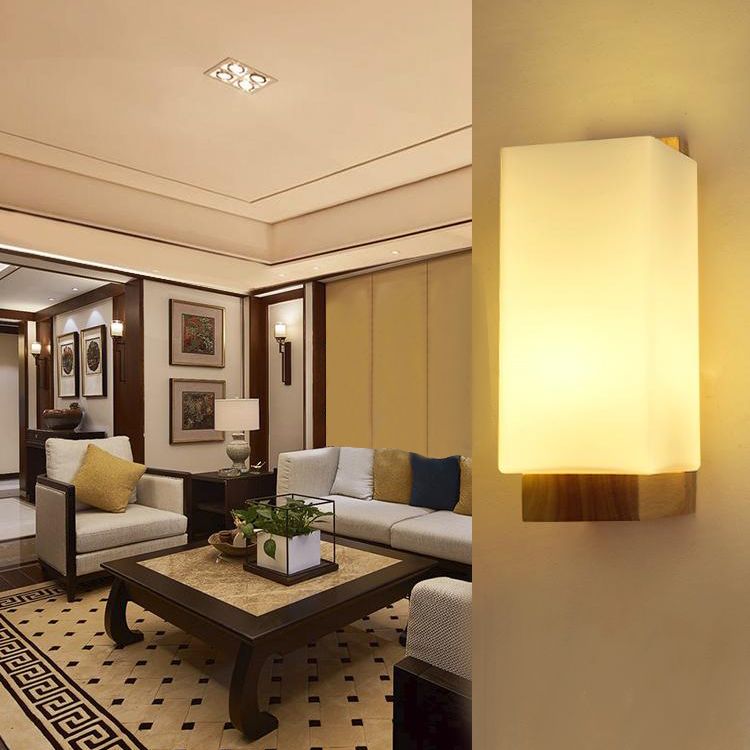 Holz- und Glasgeometrie -Wand -Lampen zeitgenössische Multi -Leuchten -Wandleuchte