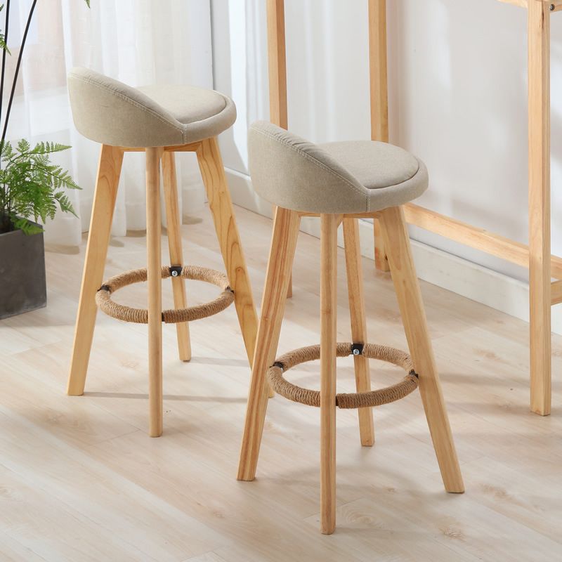 Contemporary Rubberwood Home Stool Footrest Upholstered Bar Stools