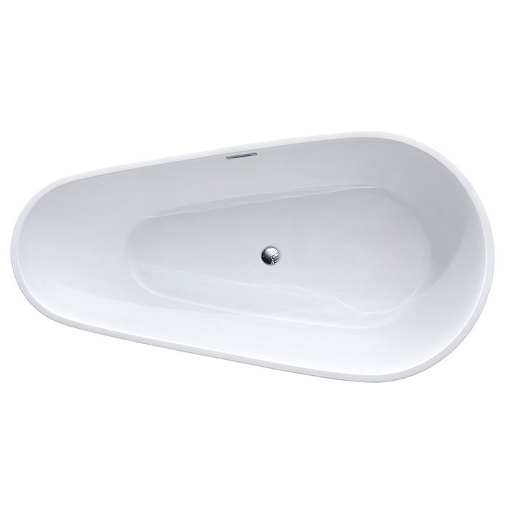 White Acrylic Oval Bathtub Freestanding Soaking Bath Tub with Center Drain