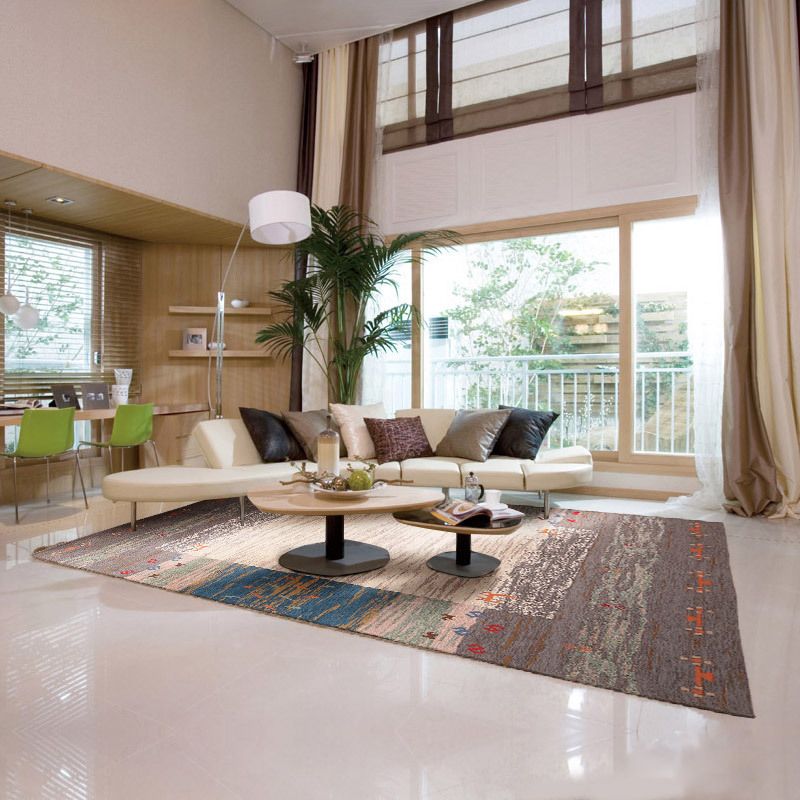 Multicolor Abstract Patchwork Rug Polyester Nostalgia Carpet Stain Resistant Anti-Slip Machine Washable Rug for Home Decor