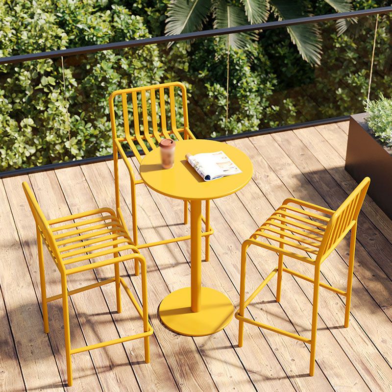 Modern Armless Backrest Counter Stool Iron Cafe Bar Stool with Seat and Pedal