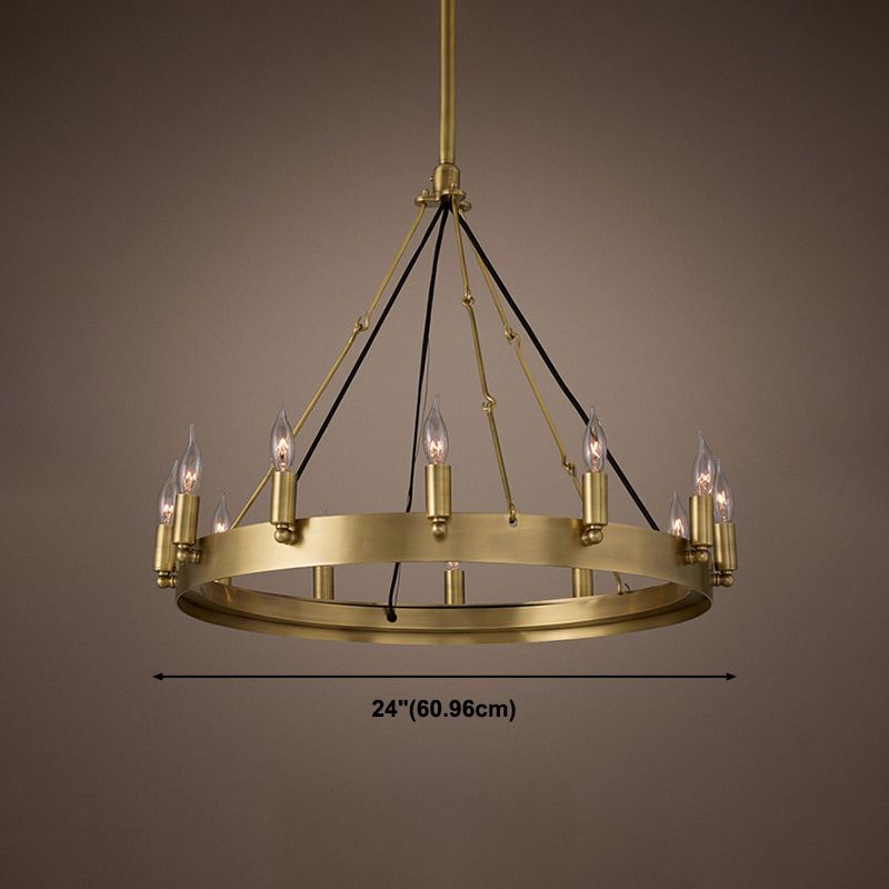 Metal Round Shape Chandelier Postmodern Candle Hanging Lamp for Restaurant