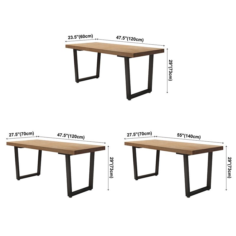 Industrial Style Solid Wood Dining Table Brown Rectangle Sled Base Table for Dinning Room