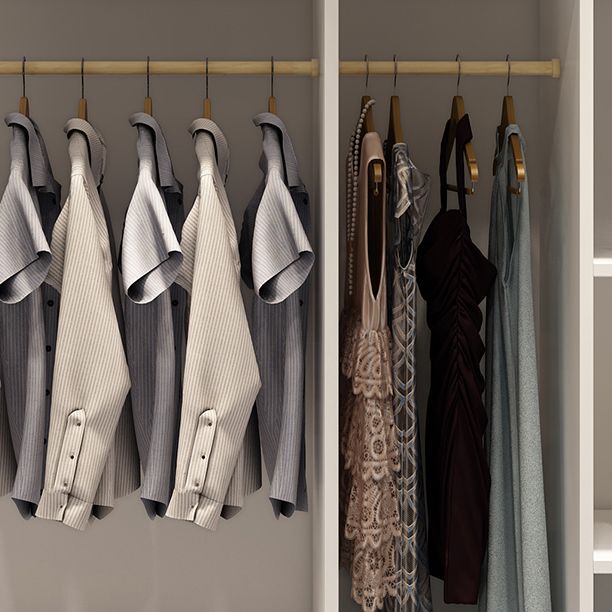 Contemporary Style Wardrobe White Colour Wooden Wardrobe Closet With Drawer