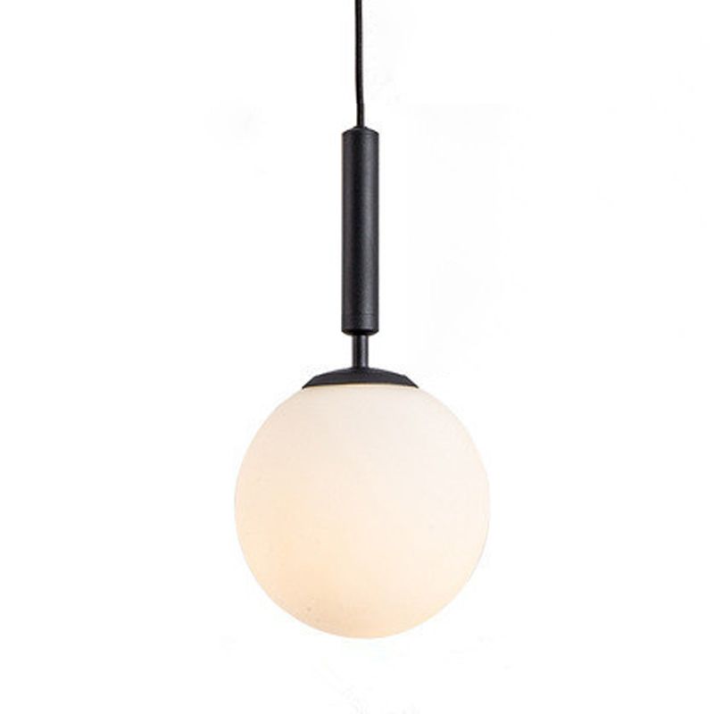 Modern Single Hanging Lamp Lacquered Globe Pendant Light with White Glass Shade