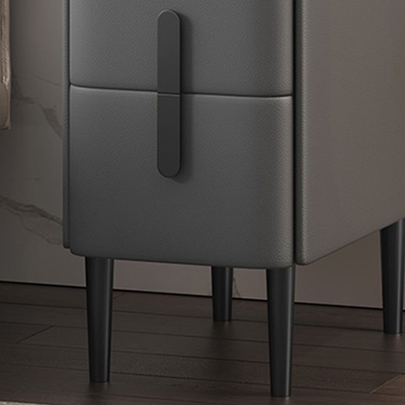 Modern Style Nightstand with 2 Drawers Leather Black Legs and Multi-color Selection