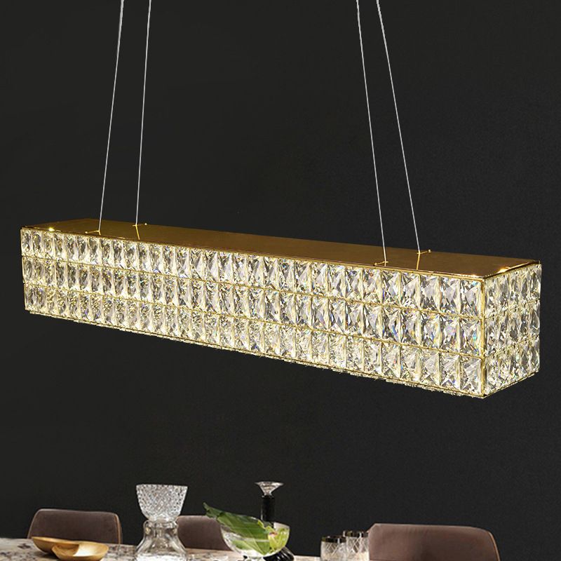 Contemporary Style Rectangle Shape Island Light Crystal 1 Light Island Lighting
