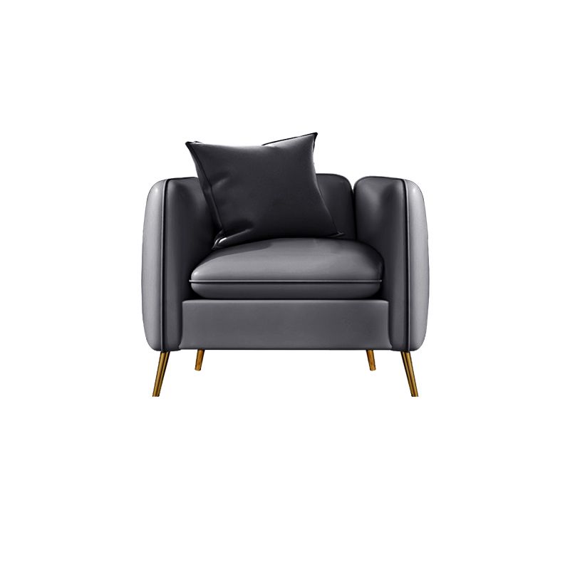 Glam Gray Standard Square Arm Living Room Leather Stain Resistant Sofa